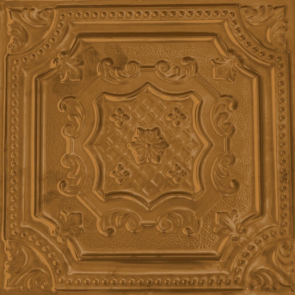 Shanko All Day Tony Pattern 612 Metallic Brass Surface Mount Powder Coated Standard Ceiling Tiles, 12PK ADT612-NU-STD-MEBS-12 - main