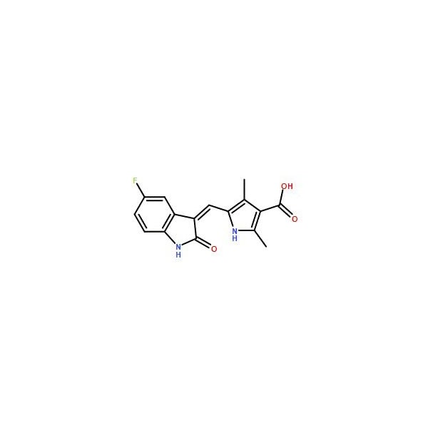Ak Scientific 5-((Z)-(5-Fluoro-2-oxoindolin-3-ylidene)methyl)-2, 4-dimethyl-1H-pyrrole-3-carboxylic acid (250mg), Y6605-250mg - main