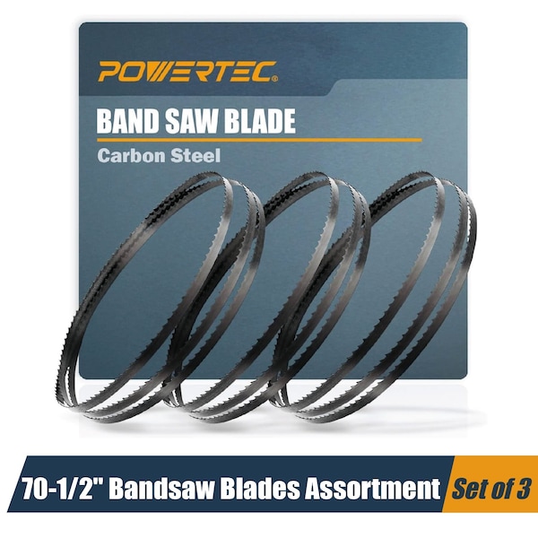 Powertec 70-1/2" High Carbon Steel Band Saw Blades for Craftsman 21400 Rikon 10-305 and 10-3061 Bandsaw 13619 - main