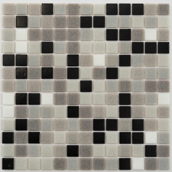 Apollo Tile Mingles 12 in. x 12 in. Glossy Gray and Black Glass Mosaic Wall and Floor Tile 20 sqft/case, 20PK MIX2088GR730A - main