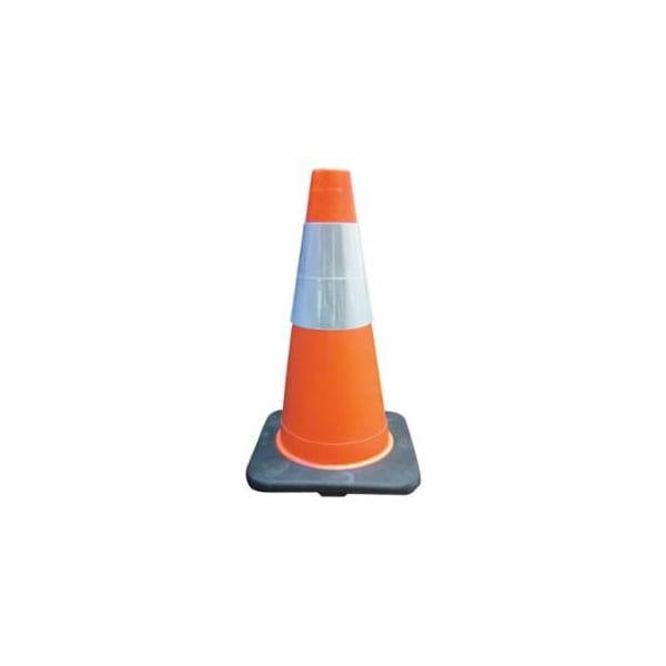 Cortina Safety Products PVC Traffic Cone, 18 in, 6 in Upper Reflective Collar, PVC, Orange/Black 831-03-500-21 - main