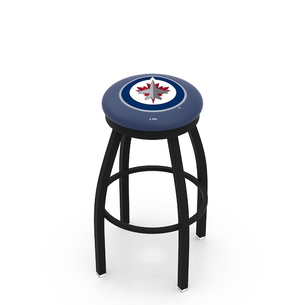 Holland Bar Stool Co 30" Blk Wrinkle Winnipeg Jets Swivel Bar Stool, Accent Ring L8B2B30WinJet - main