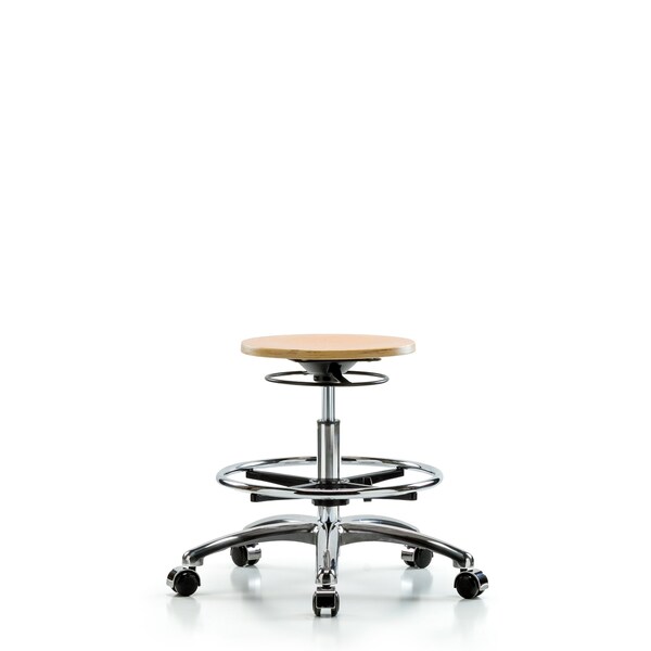 Blue Ridge Ergonomics Wood Stool Chrome - Medium Bench Height with Chrome Foot Ring & Casters WMBSO-CR-CF-CC - main