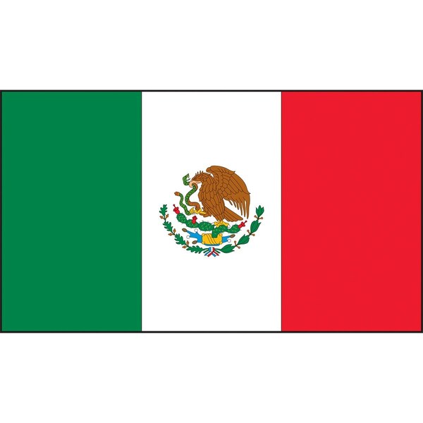 Accuform Hard Hat Sticker, 4 in Length, 2 in Width, Mexico Flag Legend, Adhesive Vinyl LHTL379 - main