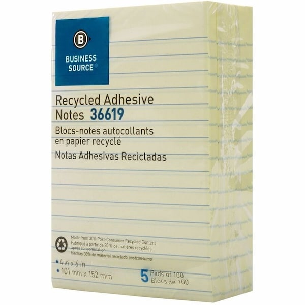 Business Source NOTES, ADHSV, 4X6, 5PK, LINED, PK12 BSN36619 - main