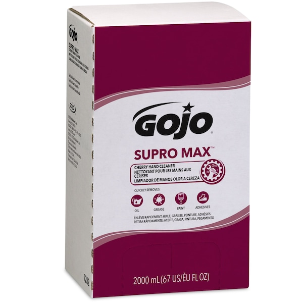 Gojo Hand Cleaner, Supro Max Series, Liquid, 2,000 mL, Includes Grit, Cherry, 4 PK 7282-04 - main