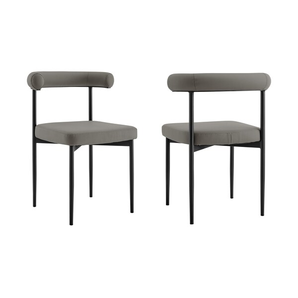 Armen Living Shannon Dining Chair with Matte Black Iron and Light Gray Faux Leather - Set of 2 LCSNSIBLKPGRY - main