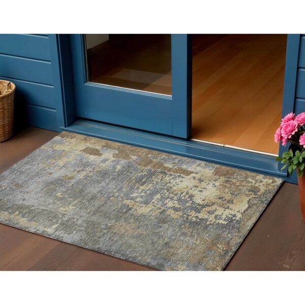 Homeroots 3' X 5' Taupe Gray And Beige Abstract Washable Indoor Outdoor Area Rug 618244 - main