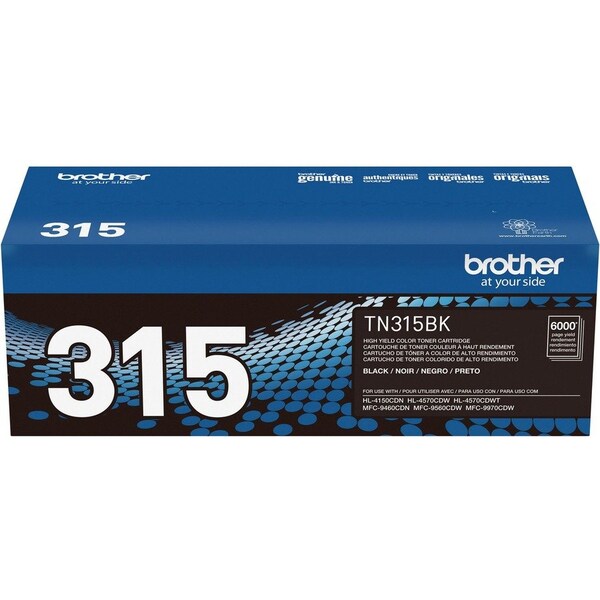 Brother Genuine TN315BK High Yield Black Toner Cartridge - Laser - 6000 Pages - Black - 1 Each TN315BK - main