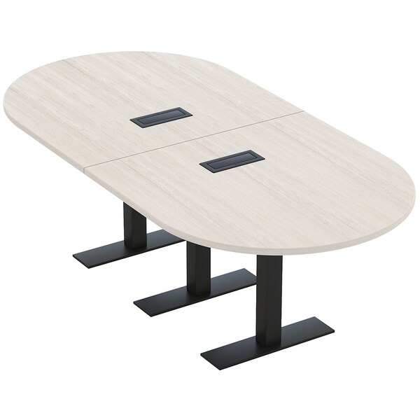 Skutchi Designs 8ft Racetrack Conference Table With Power | Harmony Series | 8 Person Meeting Room Table HAR-RAC-48X96-T.BK-K458-EBLK - main