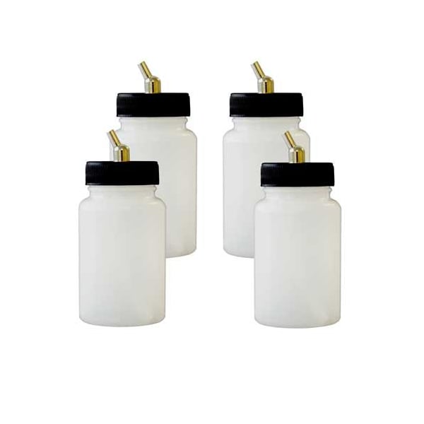Paasche 3oz Plastic Bottle Assemblies for VL, MIL, SI, & TS Airbrushes, 4PK BA-60-3P-4 - main