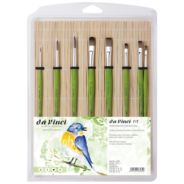 Da Vinci FIT Synthetics Student Brush, Tempera, Assorted, 8 Brush Set in Bamboo Mat VA-5329_0 - main