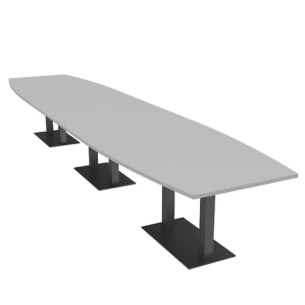 Skutchi Designs Boat Conference Table With Power Unit, 48 in W, 216 in L, Grey HAR-BOT-48x216-DOU.BK-U779-NA - main