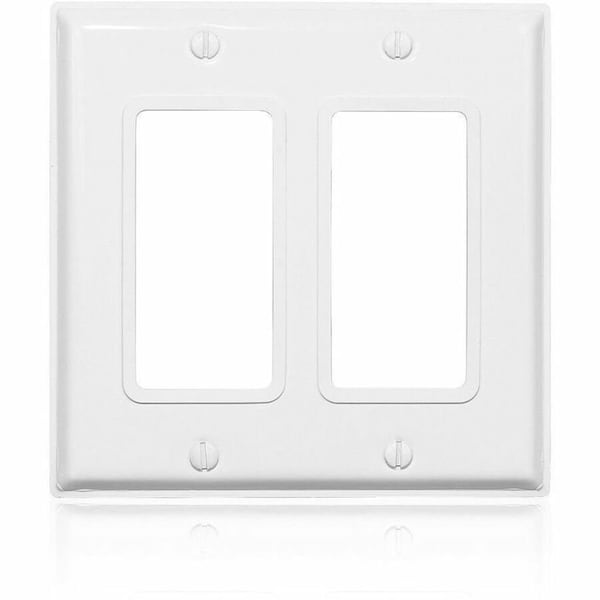 Leviton Decora Device Wall Plate, Number of Gangs: 2 Stainless Steel, Powder Coated Finish, White 84409-G4W - main