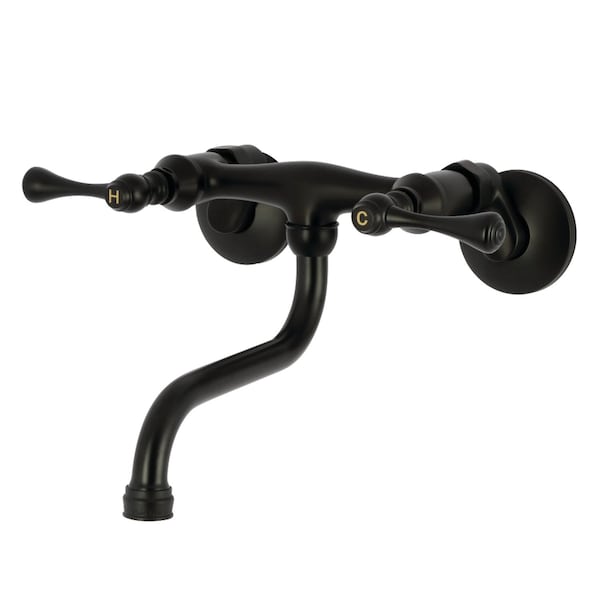 Kingston Brass Double-Handle Wall Mount Bathroom Faucet, Matte Black KS316MB - main