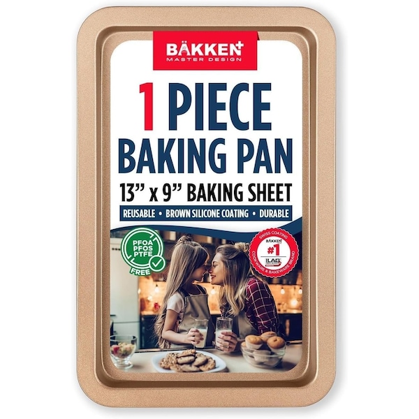 Bakken- Swiss BAKKEN Kitchen Nonstick Cookie Sheet, 13.18in. x 8.66in., PFOA-Free, Oven Safe, 450 DegF, Brown BAKBK1XB87 - main
