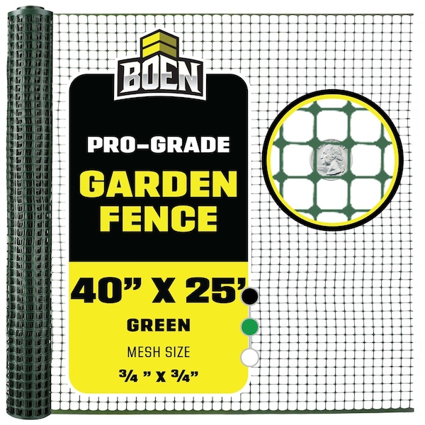 Boen Garden Fence, Green Plastic, 40"X25ft GF-50001 - main