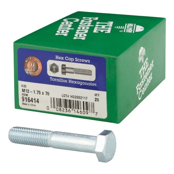 Hillman M12-1.75 mm D X 70 mm L Heat Treated Steel Hex Head Cap Screw, 20PK 916414 - main