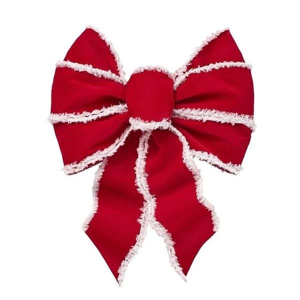Holiday Trims Santa's Favorite Wired Bow, Red White/White Trim, 8.5 in x 14 in 6115 - main