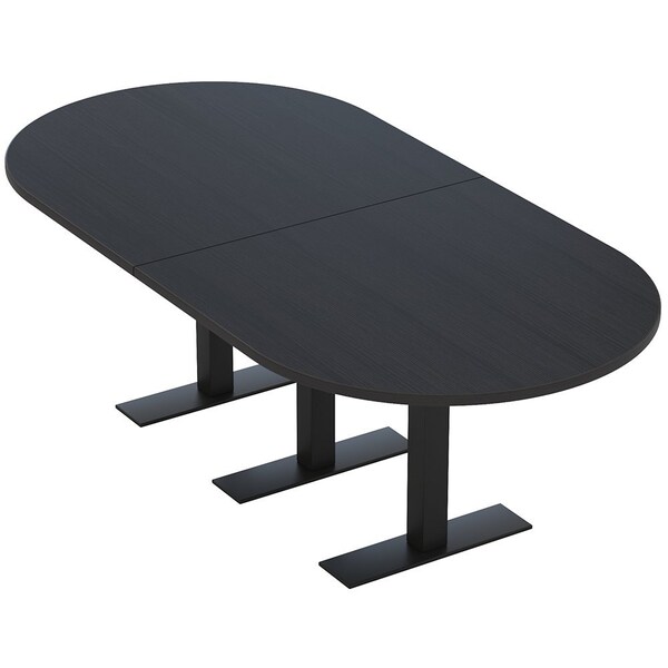 Skutchi Designs 8 Person Conference Table With Power Unit | 8' Racetrack Table | Harmony Series HAR-RAC-48X96-T.BK-U999ST19-NA - main