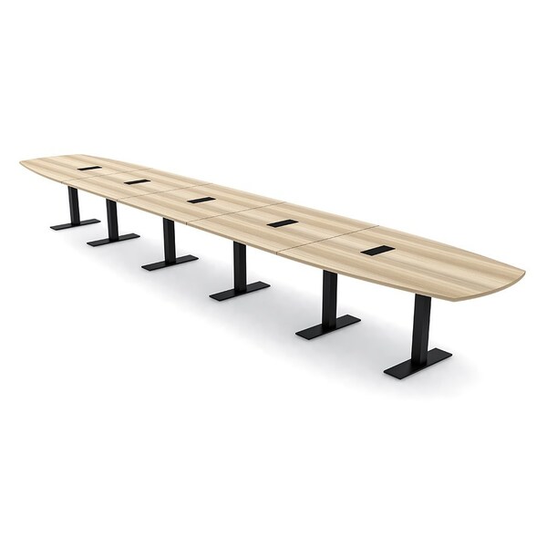 Skutchi Designs Arc Boat Conference Table With Power, 48 in W, 264 in L HAR-ABOT-48X264-T.BK-K525-EBLK - main