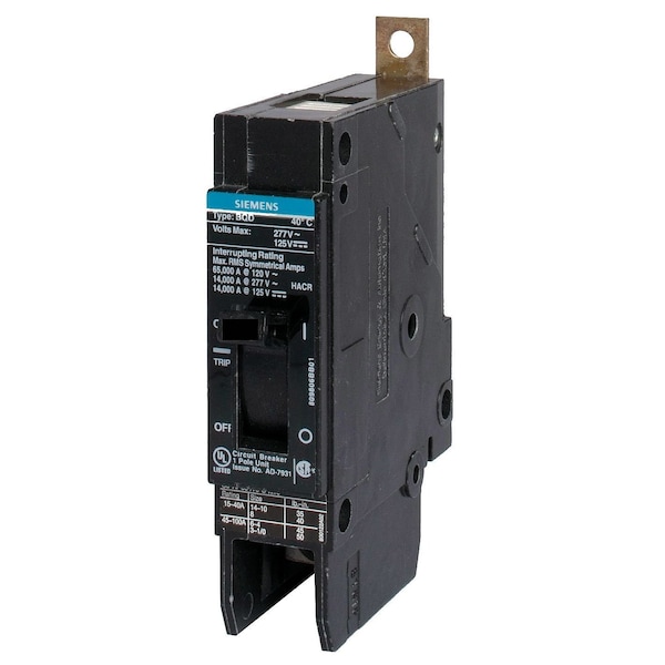 Siemens BQD Series 15 Amp 1-Pole Circuit Breaker, 277V AC, Panelboard Mount, 14kA BQD115 - main