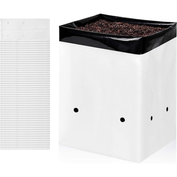 Ipower 50-Pack 5 Gallon Black-and-White Material Grow Bags, 50PK GLGROWBAGFILM5X50 - main