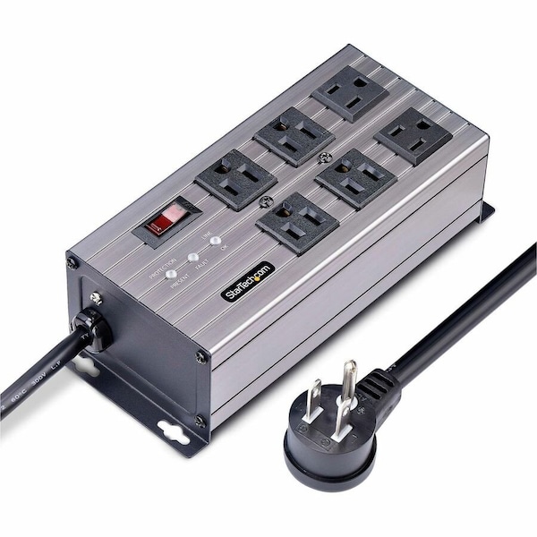 Startech.Com 6-OUTLET INDUSTRIAL POWER STRIP 125V/15A, EMI/RFI ISOLATION, SURGE PROTECTION, M 6N515S8-POWER-STRIP - main