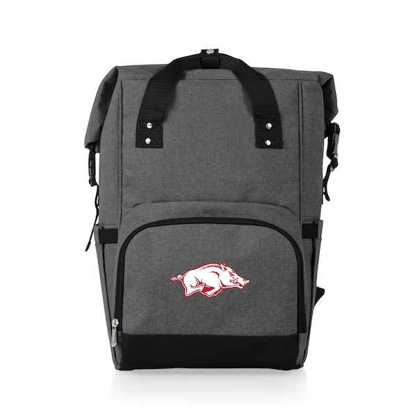 Picnic Time Family Of Brands NCAA Arkansas Razorbacks On The Go Roll-Top Backpack CoolerHeathered Gray 616-00-105-036-0 - main