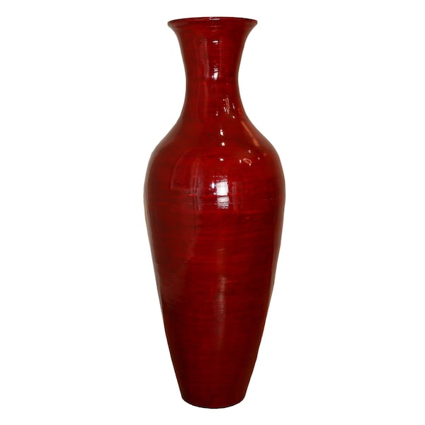 Uniquewise Tall Floor Vase, 37 Inch Bamboo Vase, Modern Red Vase Large Flower Holder, Floor Vase for Home Decor QI003243 - main