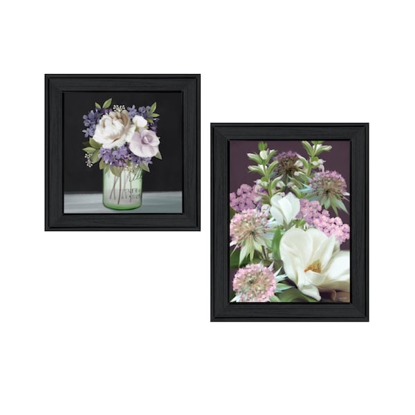 Homeroots Set Of Two Lilac and Wild Plum Bouquet Black Framed Print Wall Art, 2PK 407986 - main