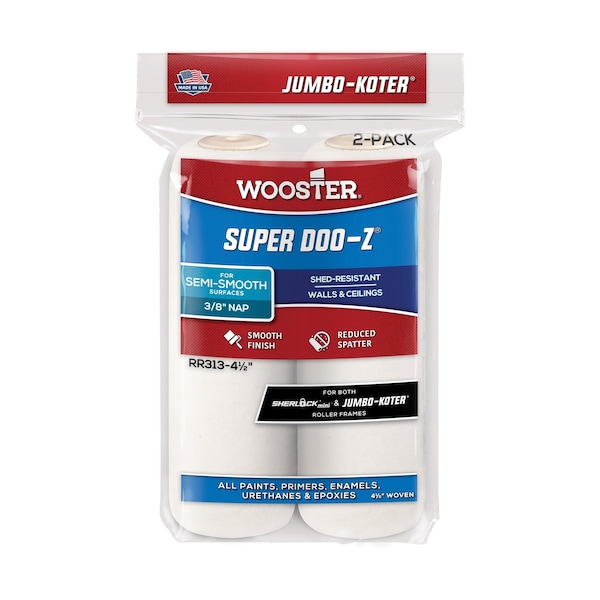 Wooster RR313 4.5 in. Jumbo Koter Super Doo-Z 0.37 in. Nap Roller Cover, 2PK 71497160102 - main