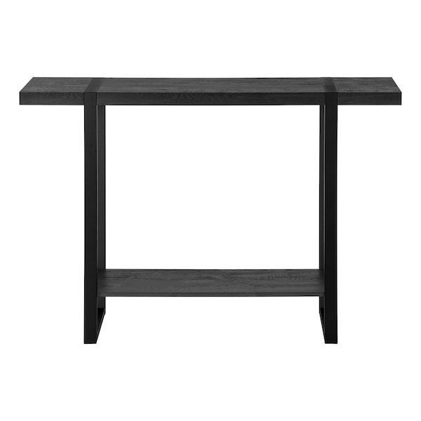 Homeroots 47" Black Wood and Metal Distressed Sled Console Table With Shelf 489742 - main