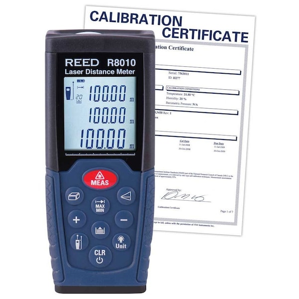 Reed Instruments Laser Distance Meter, Red, LCD R8010-NIST - main