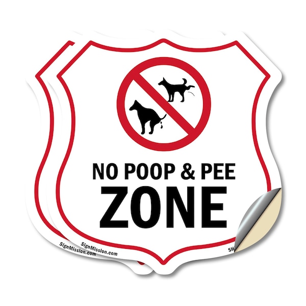 Signmission Dog Poop Shield Sign No Poop & Pee Zone, 18 inch X 18 inch, Vinyl Decal, 2PK SHI-D-2PACK-18-375 - main