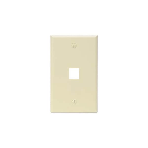 Leviton 1-Port Wallplate Unloaded, 1-Gang Use W/Snap-In Modules, Quickport IY 41080-1IP - main