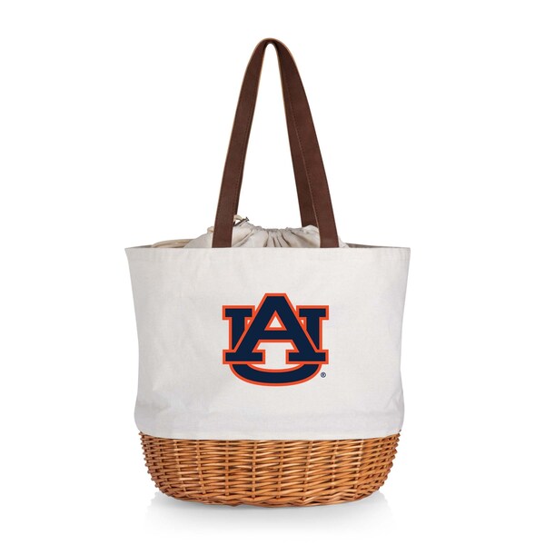 Picnic Time Family Of Brands NCAA Auburn Tigers Coronado Canvas and Willow Basket Tote - Picnic Bag 203-00-187-044-0 - main