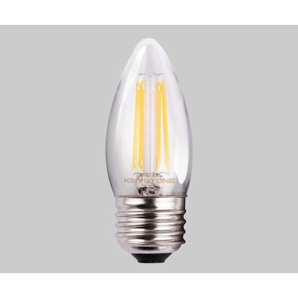 Keystone Straight Tip Chandelier Filament bulb, 60W Equivalent, B11 shape, E26 Medium base, 3000K, 90 CRI, Cl KT-LED5.5FB11-E26-930-C - main