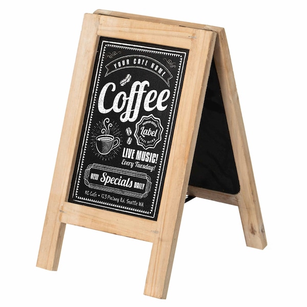 Vintiquewise 11-inch Wooden A-Frame Double-Sided Chalkboard and Menu Board Easel, Single QI004935.S - main