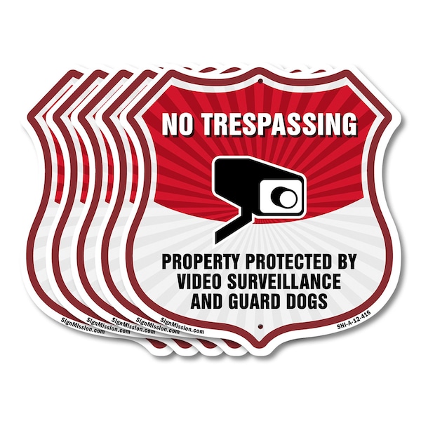 Signmission No Trespassing Shield Sign Property Prot, 12 inch X 12 inch, Aluminum Metal Sign, 5PK SHI-A-5Pack-12-416 - main