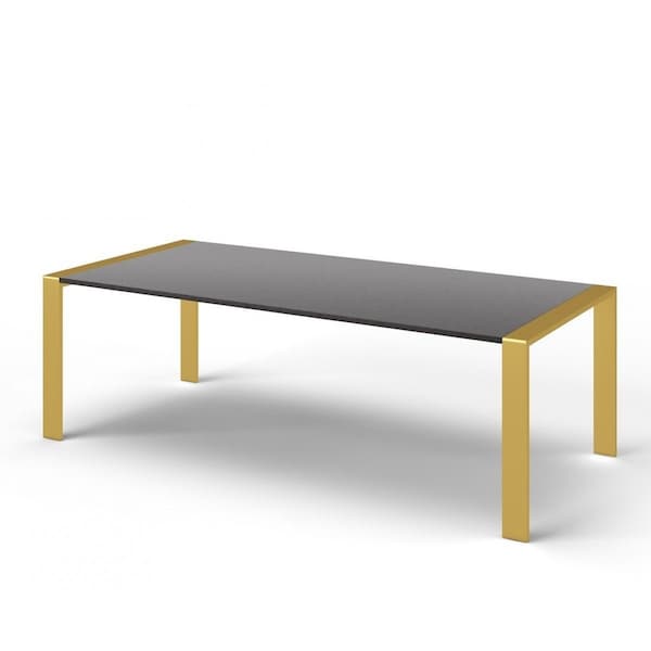 Homeroots 95" Gray And Brass Stainless Steel Dining Table 487372 - main