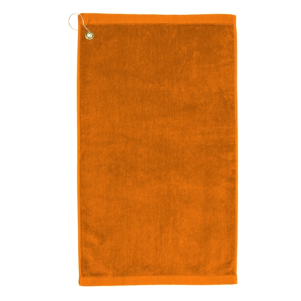 Towelsoft Premium 16 inch x 26 inch Velour Golf Towel with Corner Hook &Grommet Placement-Orange Golf-GV1201CL-org - main