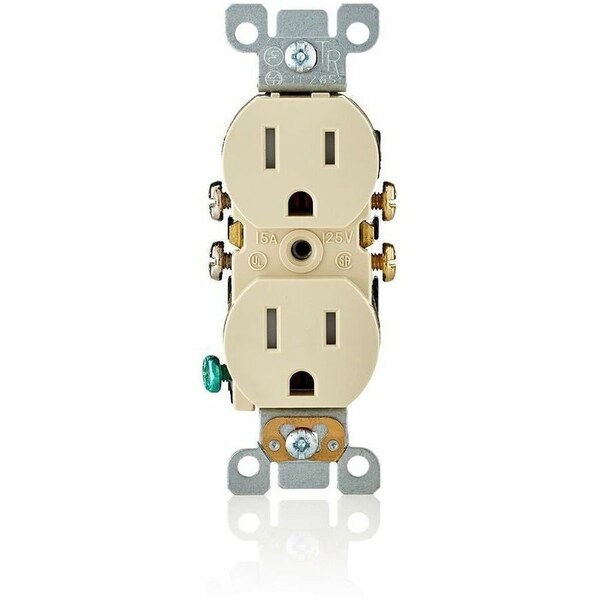 Leviton Wall Fixture 5-15R Recep Tr Self-Grounding Ivory T5320-SI - main