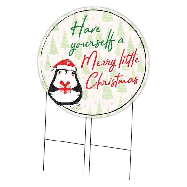 Signmission Merry Little Christmas Double Sided Corrugated Plastic Circle Yard Sign C-36-CIR-DS-WS-Merry little Christmas - main