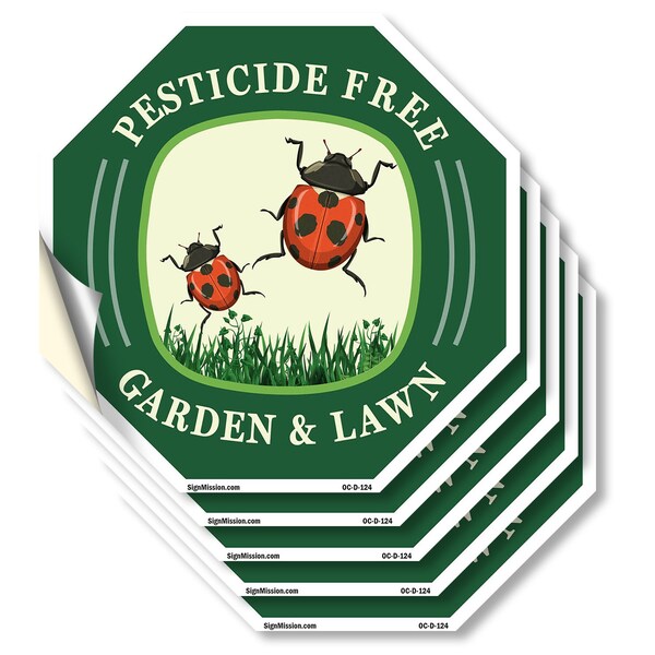 Signmission Pesticide Free Garden & Lawn, 4 inch X 4 inch, Vinyl Decal, 5PK OC-D-5PACK-4-124 - main