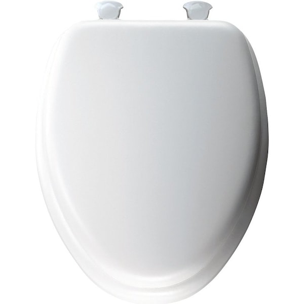 Mayfair 115EC00 Toilet Seat with Cover, Elongated, VinylWood, White, Twist Hinge 115EC-000 - main