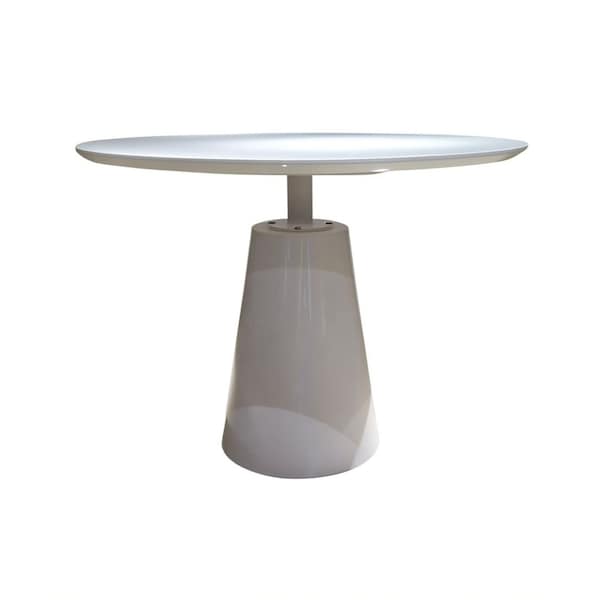 Homeroots 36" White Wood and Metal Pedestal Base Round Top Dining Table 555177 - main