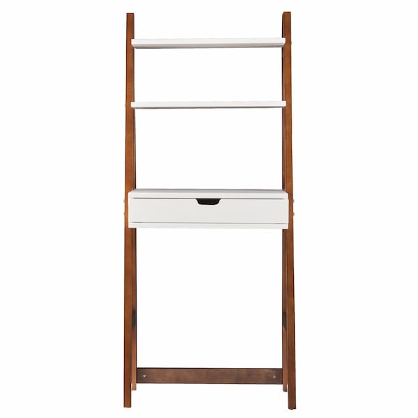 Homeroots Compact White with Weathered Oak Leaning Desk 402065 - main