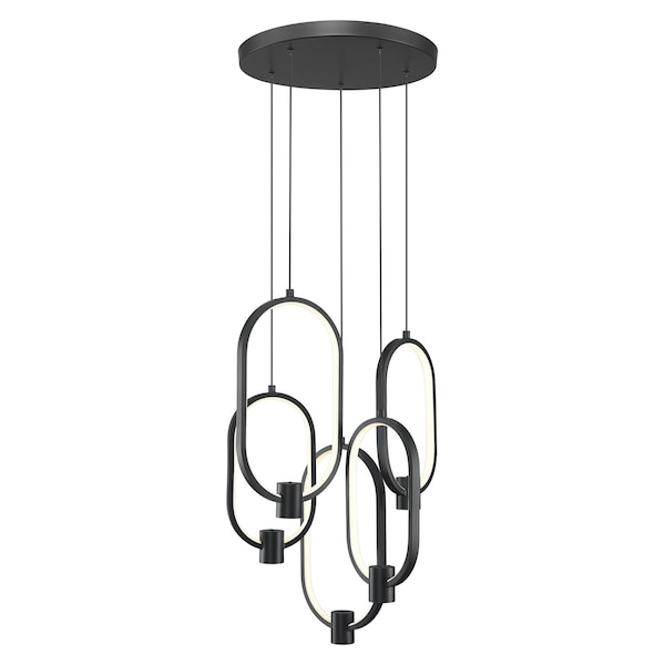 Z-Lite Saros Matte Black 5 Light Chandelier 4101-5MB-LED - main