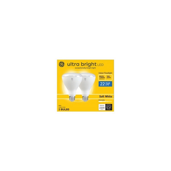 Current LED Ultra Bright Indoor Floodlight, Soft White, BR30 Medium Base, 20 Watts - pair 93130933 - main
